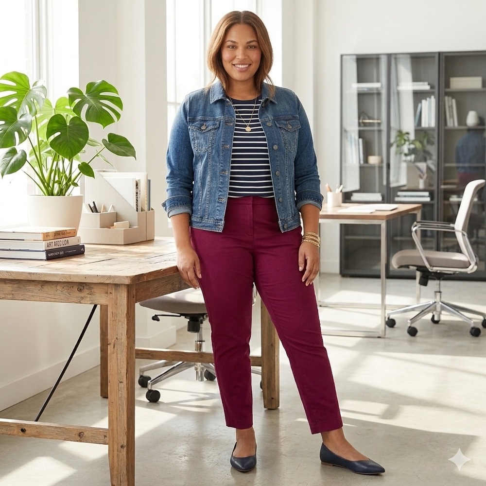 Old Navy Burgundy Ankle Pants - Cropped Straight Fit